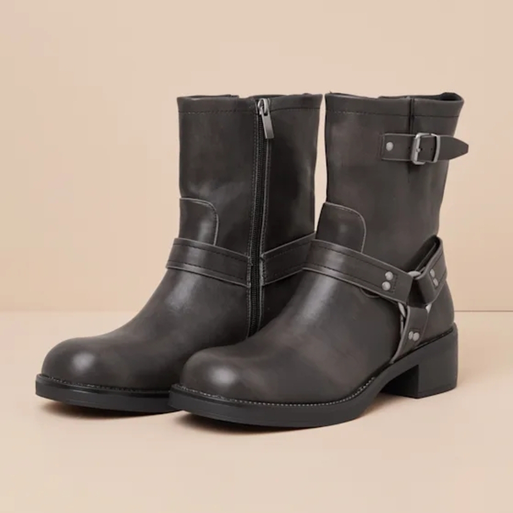 Lulu's Women's Brownish Moto  Boots, New Without Tags Or Box , Size 10 - Picture 2 of 9